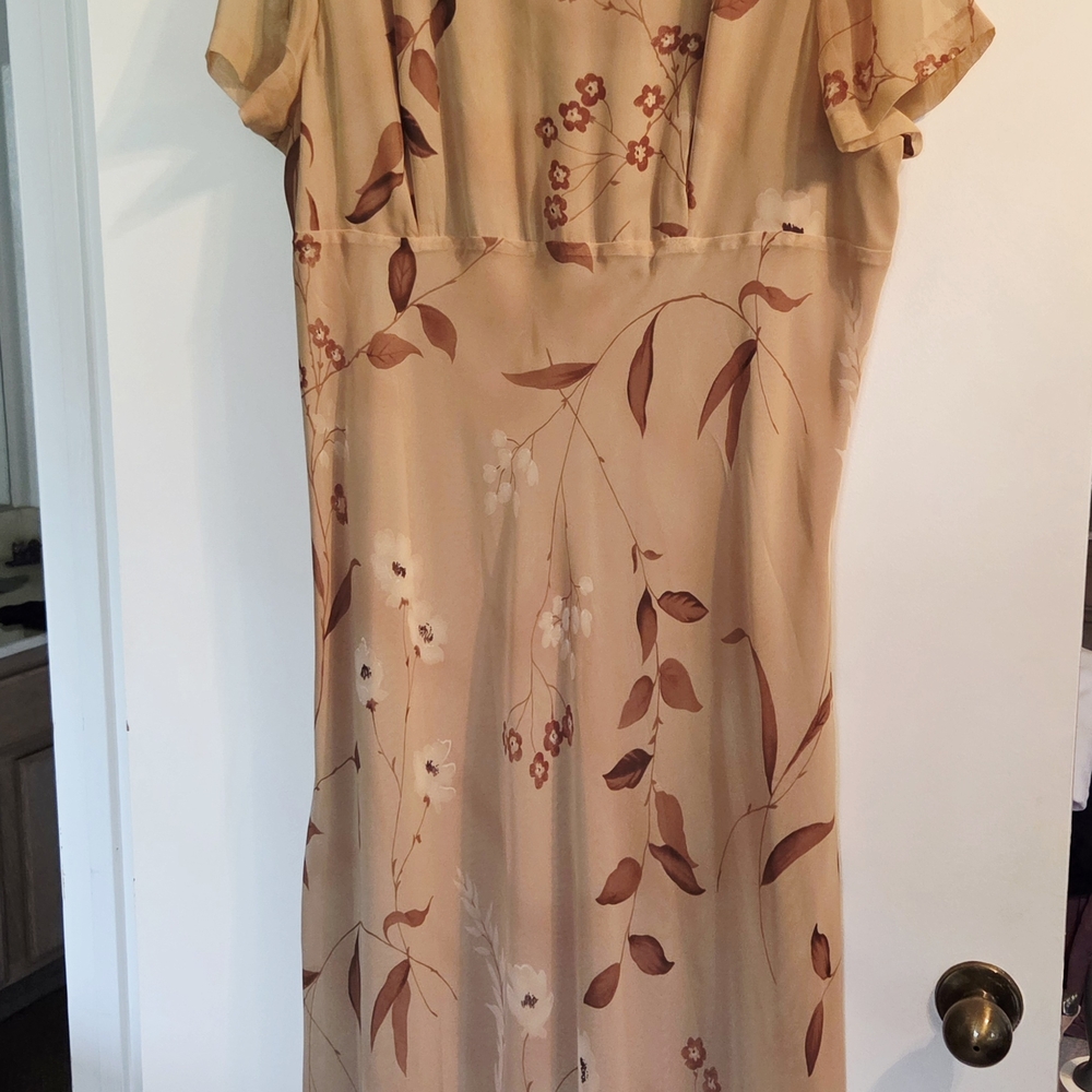 Lane Bryant Tan Floral Midi Dress